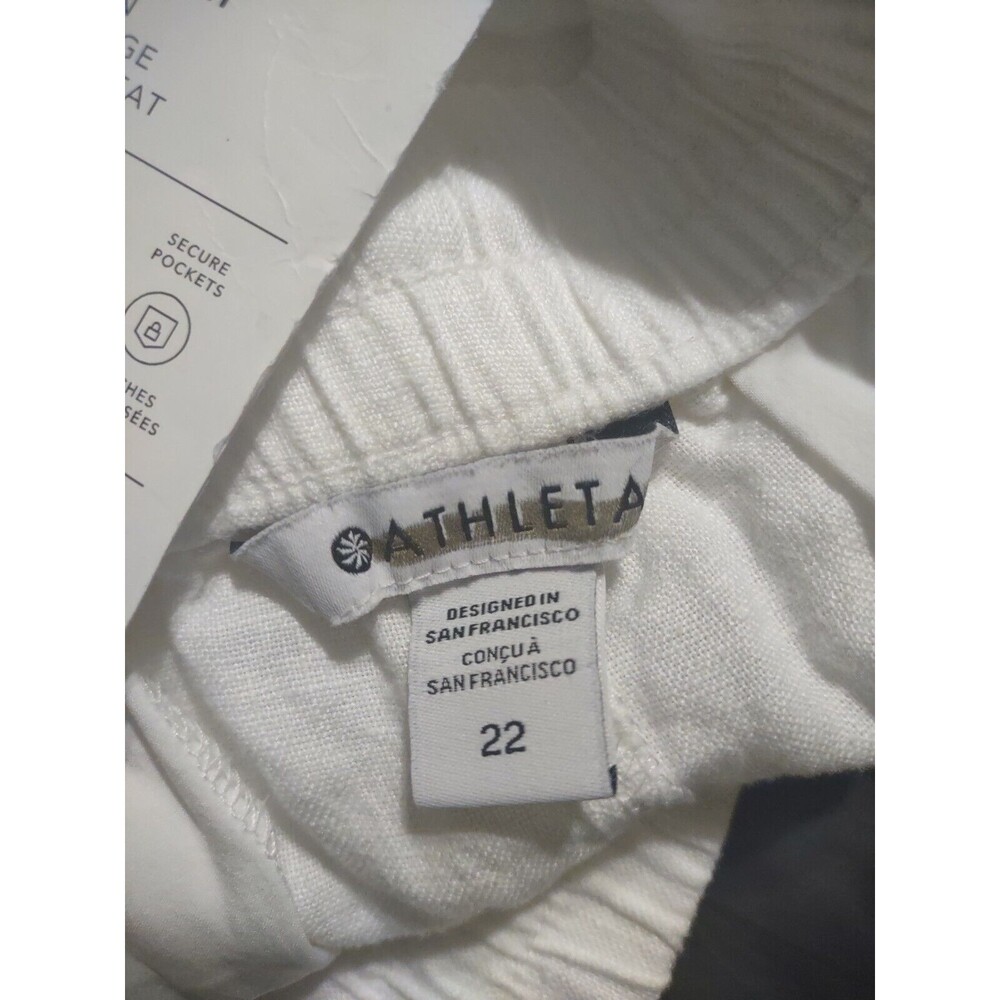 New Athleta Retreat 100% Linen Wide‎ Leg Pants White Size 22 NWT Pull On Travel - Picture 11 of 11